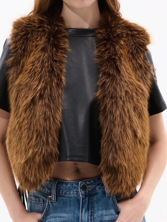 Azalea Wang Jackets & Blazers - Women's Brown Faux Fur Vest - Luxe Layering
